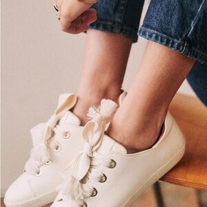 Sezane Cream Sneakers with Tassel Accents